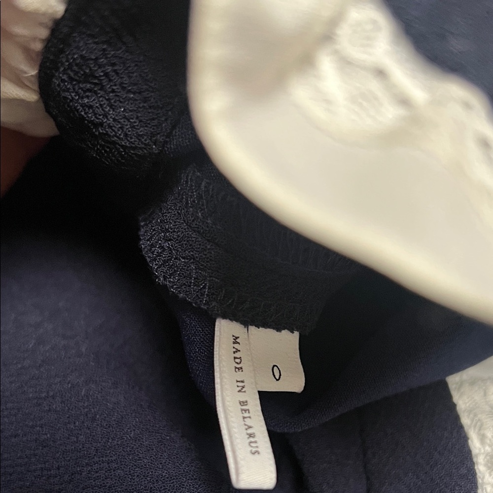 Sandro Natalia Ruffle Trim Dress- Navy with White Details. 0/XS - Picture 8 of 9